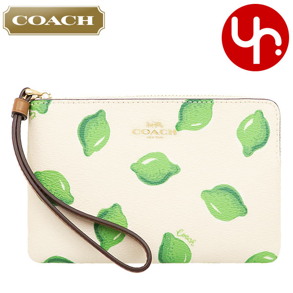 Yahoo! Yahoo!ショッピング(ヤフー ショッピング)コーチ COACH 小物 ポーチ F03283 3283 チョーク×グリーンマルチ ライム プリント PVC レザー コーナー ジップ リストレット アウトレット レディース