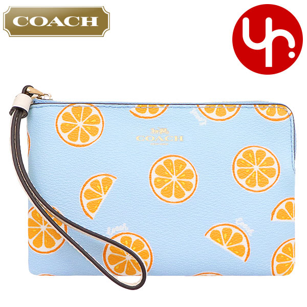 Yahoo! Yahoo!ショッピング(ヤフー ショッピング)コーチ COACH 小物 ポーチ F03284 3284 オレンジ×ブルー オレンジ プリント PVC レザー コーナー ジップ リストレット アウトレット レディース