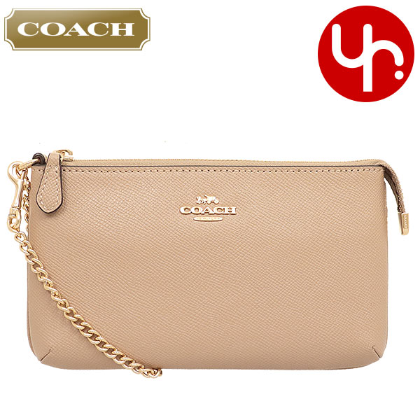 コーチ COACH バッグ ポーチ F73044 73044 トープ ラグジュアリー クロスグレーン レザー チェーン ラージ リストレット アウトレット レディース