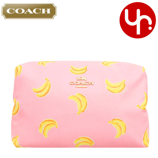 Yahoo! Yahoo!ショッピング(ヤフー ショッピング)コーチ COACH 小物 ポーチ F02354 2354 ピンク×イエロー バナナ プリント ナイロン ラージ ボクシー コスメティック ケース アウトレット レディース