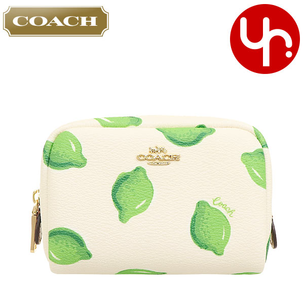 Yahoo! Yahoo!ショッピング(ヤフー ショッピング)コーチ COACH 小物 ポーチ F02355 2355 チョーク×グリーンマルチ ライム プリント ミニ ボクシー コスメティック ケース アウトレット レディース