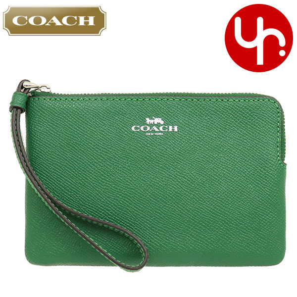 Yahoo! Yahoo!ショッピング(ヤフー ショッピング)コーチ COACH 小物 ポーチ F58032 58032 シャムロック ラグジュアリー クロスグレーン レザー コーナー ジップ リストレット アウトレット レディース