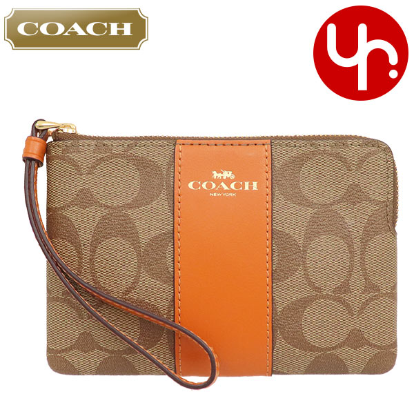 コーチ COACH 小物 ポーチ F58035 58035 カーキ×セドナ シグネチャー PVC レザー コーナー ジップ リストレット アウトレット レディース