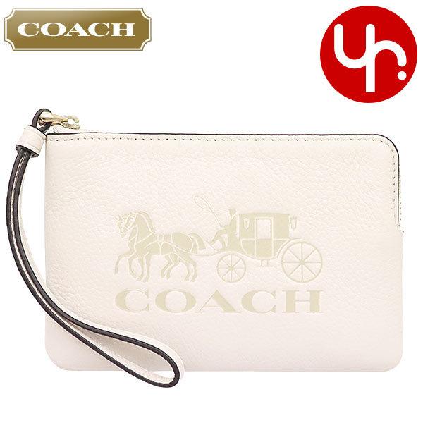 Yahoo! Yahoo!ショッピング(ヤフー ショッピング)コーチ COACH 小物 ポーチ F03580 3580 チョーク ホース アンド キャリッジ ペブルド レザー ジェス コーナー ジップ リストレット アウトレット レディース