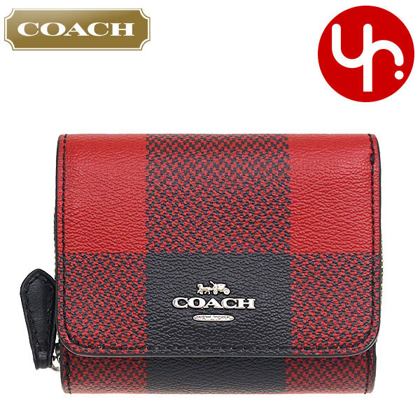 COACH コーチ 財布 三つ折り財布 FC1916 C1916 ブラック×1941レッド