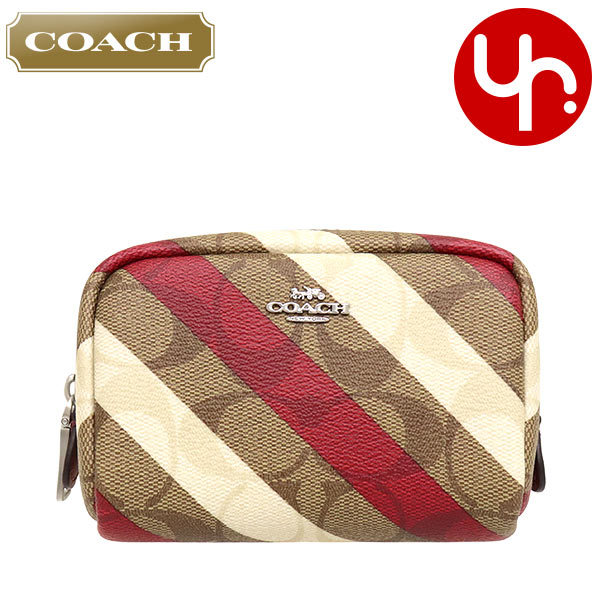 Yahoo! Yahoo!ショッピング(ヤフー ショッピング)コーチ COACH 小物 ポーチ FC1389 C1389 カーキマルチ シグネチャー ダイアゴナル ストライプ プリント コスメティック ケース アウトレット レディース