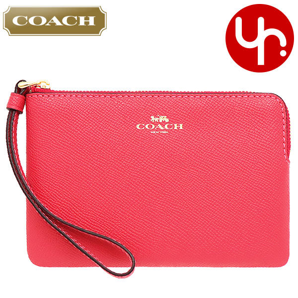 Yahoo! Yahoo!ショッピング(ヤフー ショッピング)コーチ COACH 小物 ポーチ F58032 58032 エレクトリックピンク ラグジュアリー クロスグレーン レザー コーナー ジップ リストレット アウトレット レディース