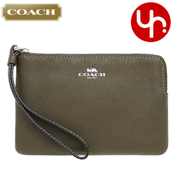 Yahoo! Yahoo!ショッピング(ヤフー ショッピング)コーチ COACH 小物 ポーチ F58032 58032 カーゴグリーン ラグジュアリー クロスグレーン レザー コーナー ジップ リストレット アウトレット レディース