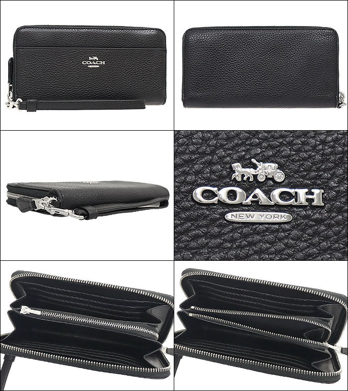 コーチ COACH 財布 長財布 F06643 6643 ブラック ペブルド レザー アコーディオン ジップ ウォレット （ストラップ付き）  アウトレット レディース : co-ko210126-4 : インポートコレクションYR - 通販 - Yahoo!ショッピング