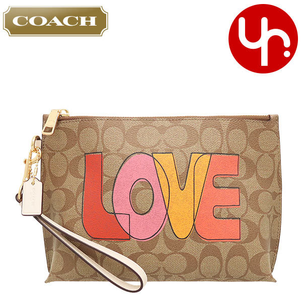 コーチ COACH 小物 ポーチ FC2890 C2890 カーキ×チョークマルチ シグネチャー LOVE プリント ローワン ポーチ アウトレット レディース