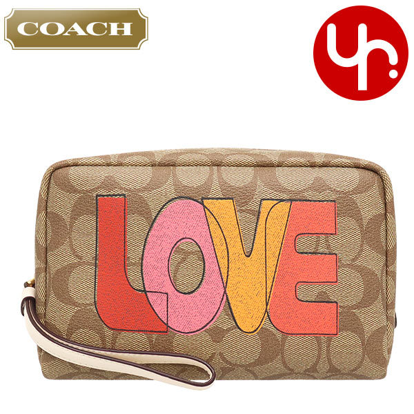 Yahoo! Yahoo!ショッピング(ヤフー ショッピング)コーチ COACH 小物 ポーチ FC2891 C2891 カーキ×チョークマルチ シグネチャー LOVE プリント ボクシー コスメティック ケース 20 アウトレット レディース