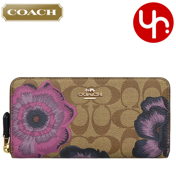 コーチサイフ COACH コーチ 財布 長財布 F06657 6657 カーキ×パープルマルチ
