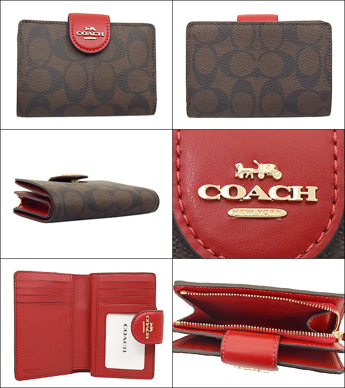 コーチ COACH 財布 二つ折り財布 FC0082 C0082 ブラウン×1941レッド