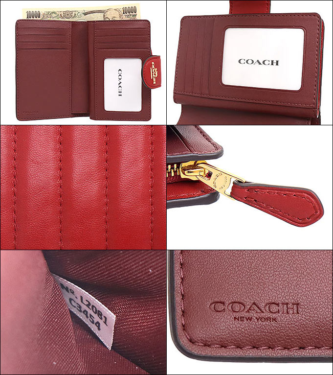 コーチ COACH 財布 二つ折り財布 FC3454 C3454 1941レッド リニア キルティング レザー ミディアム コーナー ジップ  ウォレット アウトレット レディース : co-ko210205-40 : インポートコレクションYR - 通販 - Yahoo!ショッピング