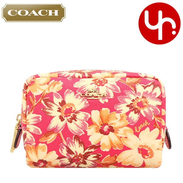 Yahoo! Yahoo!ショッピング(ヤフー ショッピング)コーチ COACH 小物 ポーチ F03589 3589 ピンクマルチカラー ヴィンテージ デイジー スクリプト PVC レザー コスメティック ケース アウトレット レディース