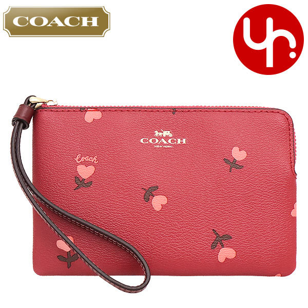 Yahoo! Yahoo!ショッピング(ヤフー ショッピング)コーチ COACH 小物 ポーチ FC3300 C3300 ワインマルチ ハート フローラル プリント PVC レザー コーナー ジップ リストレット アウトレット レディース