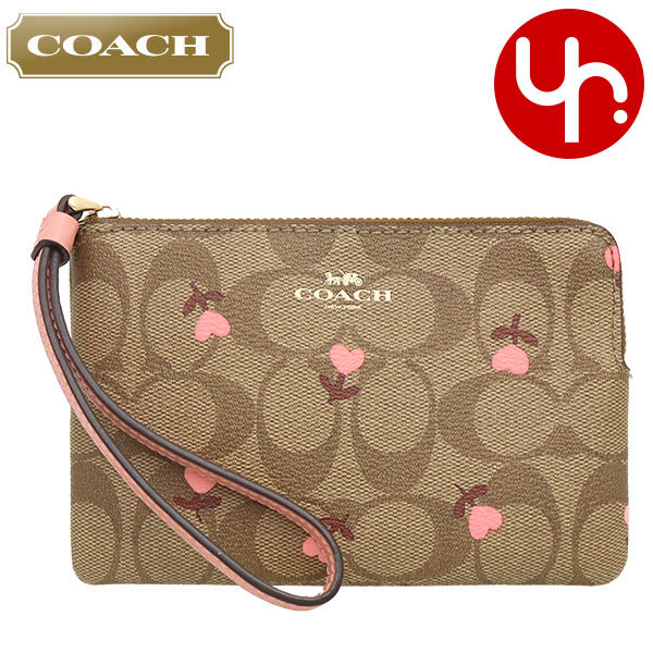 Yahoo! Yahoo!ショッピング(ヤフー ショッピング)コーチ COACH 小物 ポーチ FC3301 C3301 カーキ×レッドマルチ シグネチャー ハート フローラル プリント ジップ リストレット アウトレット レディース