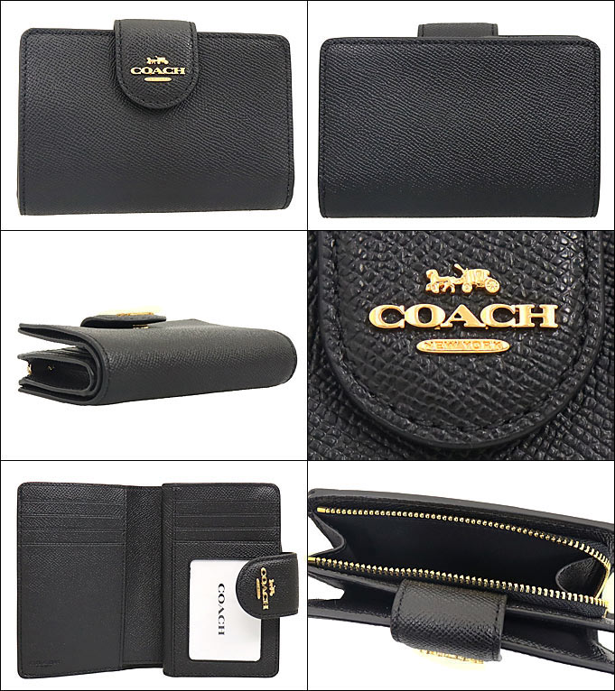 コーチ COACH 財布 二つ折り財布 F06390 6390 ブラック ラグジュアリー