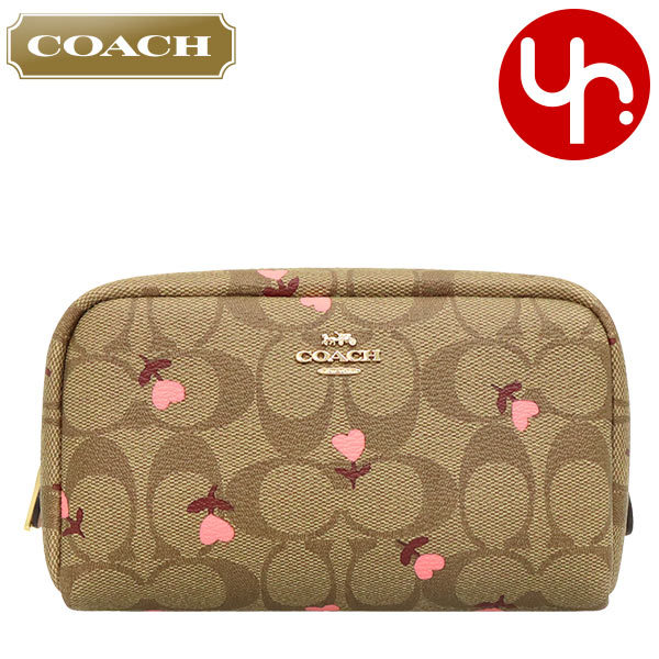 Yahoo! Yahoo!ショッピング(ヤフー ショッピング)コーチ COACH 小物 ポーチ FC2901 C2901 カーキ×レッドマルチ シグネチャー ハート フローラル プリント コスメティック ケース アウトレット レディース