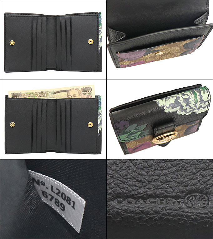 COACH コーチ 財布 二つ折り財布 F06789 6789 ブラックグリーン