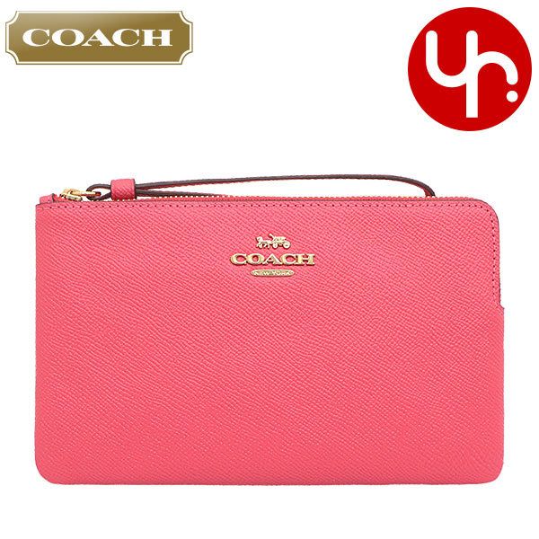 Yahoo! Yahoo!ショッピング(ヤフー ショッピング)コーチ COACH 小物 ポーチ F03888 3888 フューシャ ラグジュアリー クロスグレーン レザー ラージ コーナー ジップ リストレット アウトレット レディース