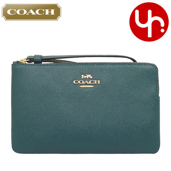 Yahoo! Yahoo!ショッピング(ヤフー ショッピング)コーチ COACH 小物 ポーチ F03888 3888 ピーコック ラグジュアリー クロスグレーン レザー ラージ コーナー ジップ リストレット アウトレット レディース