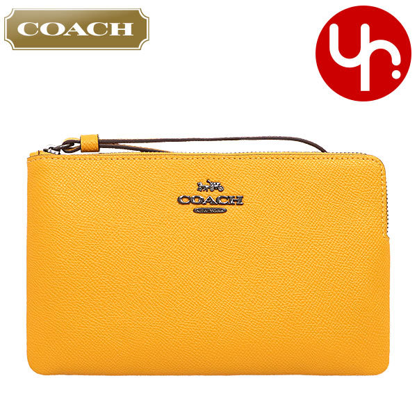 Yahoo! Yahoo!ショッピング(ヤフー ショッピング)コーチ COACH 小物 ポーチ F03888 3888 オーカー ラグジュアリー クロスグレーン レザー ラージ コーナー ジップ リストレット アウトレット レディース