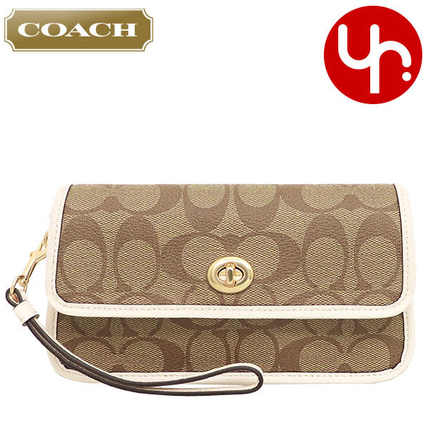 Yahoo! Yahoo!ショッピング(ヤフー ショッピング)コーチ COACH 小物 ポーチ FC2299 C2299 カーキ×チョーク シグネチャー コーチ オリジナルズ リストレット （ストラップ付き） アウトレット レディース