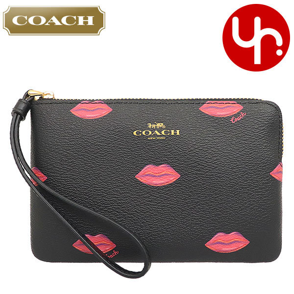 Yahoo! Yahoo!ショッピング(ヤフー ショッピング)コーチ COACH 小物 ポーチ FC3337 C3337 ブラックマルチ リップ プリント PVC レザー コーナー ジップ リストレット アウトレット レディース