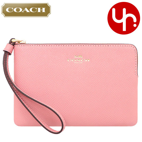 Yahoo! Yahoo!ショッピング(ヤフー ショッピング)コーチ COACH 小物 ポーチ F58032 58032 バブルガム ラグジュアリー クロスグレーン レザー コーナー ジップ リストレット アウトレット レディース