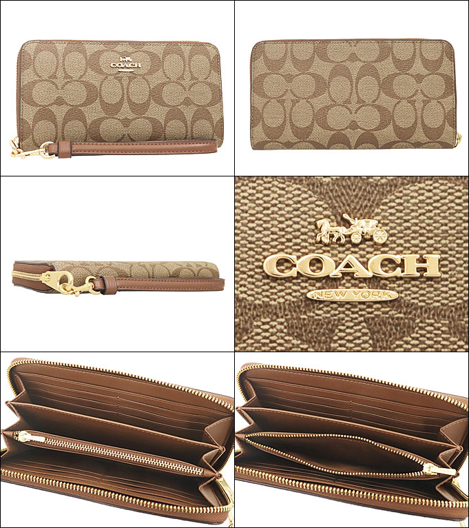 コーチ COACH 財布 長財布 FC4452 C4452 カーキ×サドル2 シグネチャー