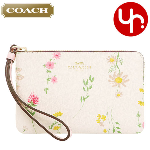 Yahoo! Yahoo!ショッピング(ヤフー ショッピング)コーチ COACH 小物 ポーチ F07249 7249 チョークマルチ スペースド ワイルドフラワー プリント PVC レザー ジップ リストレット アウトレット レディース