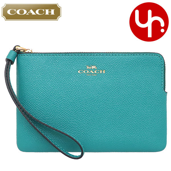 Yahoo! Yahoo!ショッピング(ヤフー ショッピング)コーチ COACH 小物 ポーチ F58032 58032 ティール ラグジュアリー クロスグレーン レザー コーナー ジップ リストレット アウトレット レディース