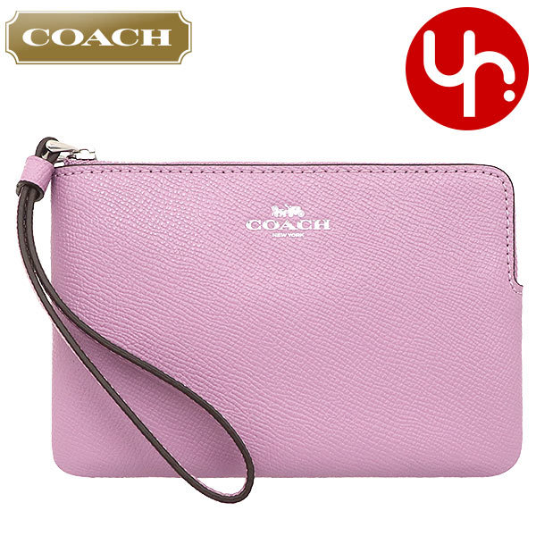 Yahoo! Yahoo!ショッピング(ヤフー ショッピング)コーチ COACH 小物 ポーチ F58032 58032 バイオレットオーキッド ラグジュアリー クロスグレーン レザー コーナー ジップ リストレット アウトレット レディース