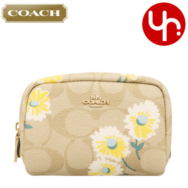 Yahoo! Yahoo!ショッピング(ヤフー ショッピング)コーチ COACH 小物 ポーチ FC3054 C3054 ライトカーキ×チョークマルチ シグネチャー デイジー プリント ミニ コスメティック ケース アウトレット レディース