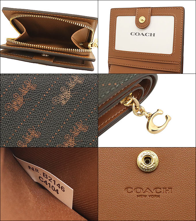 コーチ COACH 財布 二つ折り財布 FC4104 C4104 ブラック ホース アンド キャリッジ ドット プリント C チャーム ジップ  ウォレット アウトレット レディース