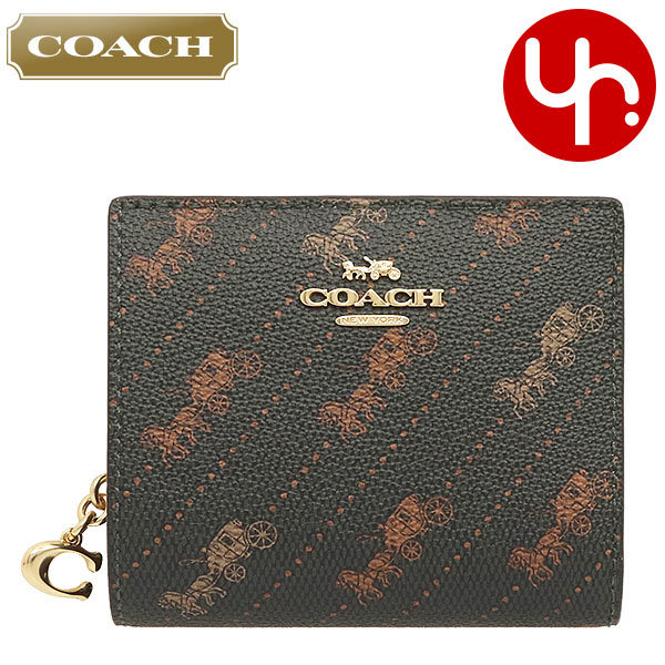 コーチ COACH 財布 二つ折り財布 FC4104 C4104 ブラック ホース アンド キャリッジ ドット プリント C チャーム ジップ  ウォレット アウトレット レディース