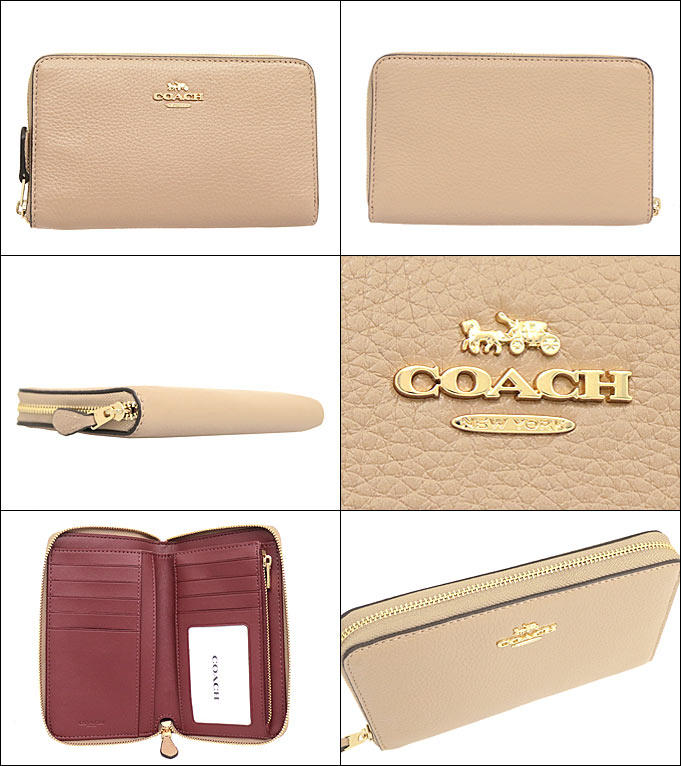 コーチ COACH 財布 二つ折り財布 FC4124 C4124 トープ ラグジュアリー ペブルド レザー ミディアム ジップ アラウンド アウトレット レディース｜import-collection-yr｜02