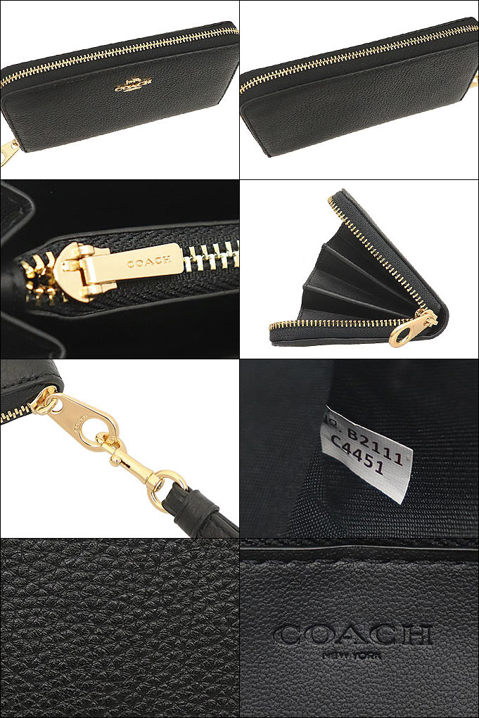 コーチ COACH 財布 長財布 FC4451 C4451 ブラック ペブルド レザー ロング ジップ アラウンド ウォレット （ストラップ付き） アウトレット  レディース :co-ko210521-9:インポートコレクションYR - 通販 - Yahoo!ショッピング