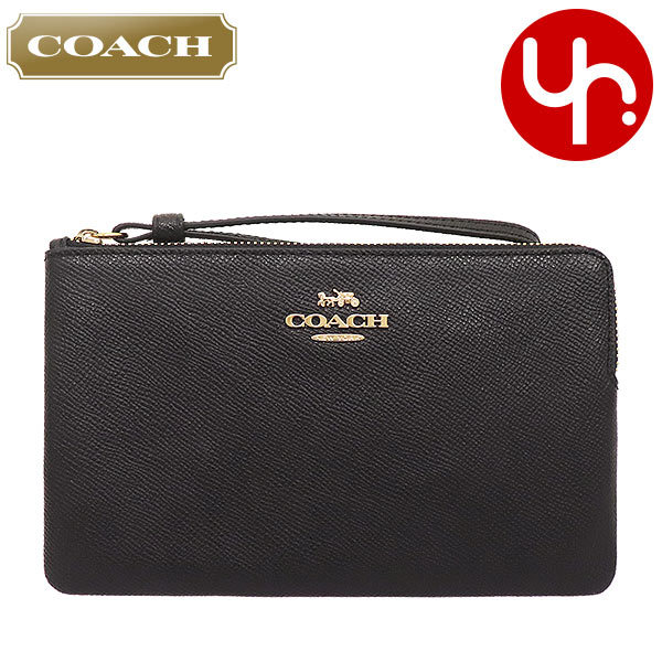 Yahoo! Yahoo!ショッピング(ヤフー ショッピング)コーチ COACH 小物 ポーチ F03888 3888 ブラック ラグジュアリー クロスグレーン レザー ラージ コーナー ジップ リストレット アウトレット レディース