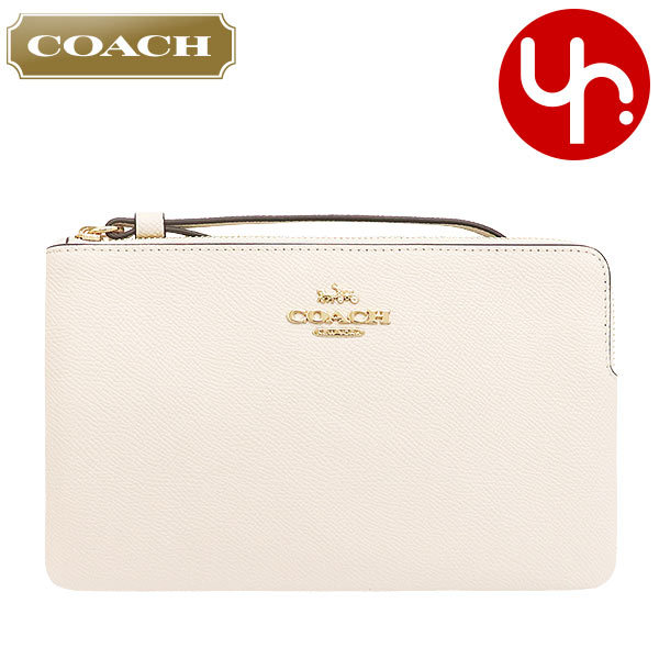 Yahoo! Yahoo!ショッピング(ヤフー ショッピング)コーチ COACH 小物 ポーチ F03888 3888 チョーク ラグジュアリー クロスグレーン レザー ラージ コーナー ジップ アウトレット レディース