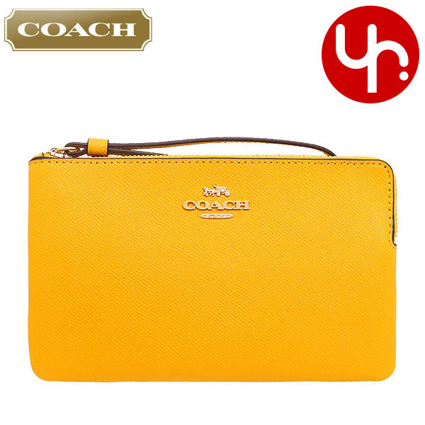 Yahoo! Yahoo!ショッピング(ヤフー ショッピング)コーチ COACH 小物 ポーチ F03888 3888 オーカー ラグジュアリー クロスグレーン レザー ラージ コーナー ジップ リストレット アウトレット レディース