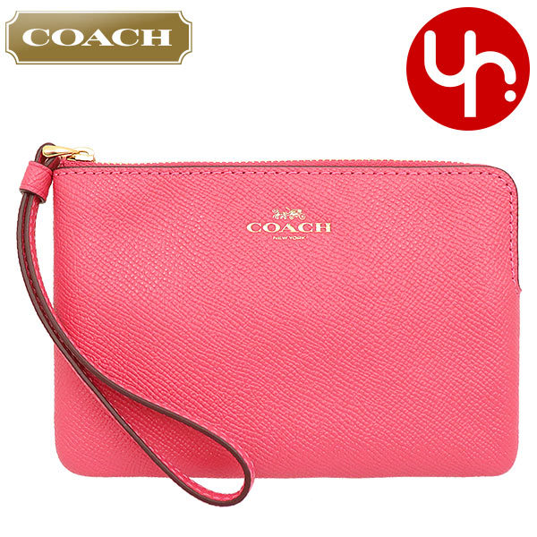 Yahoo! Yahoo!ショッピング(ヤフー ショッピング)コーチ COACH 小物 ポーチ F58032 58032 コンフェティピンク ラグジュアリー クロスグレーン レザー コーナー ジップ リストレット アウトレット レディース