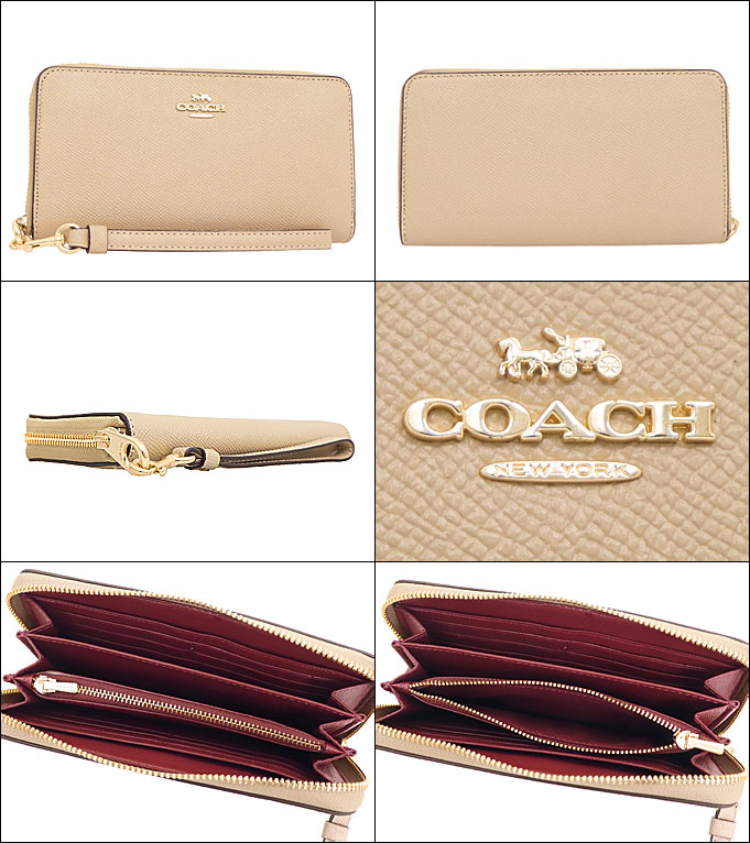 コーチ COACH 財布 長財布 FC3441 C3441 トープ クロスグレーン レザー ロング ジップ アラウンド ウォレット （ストラップ付き） アウトレット レディース｜import-collection-yr｜02