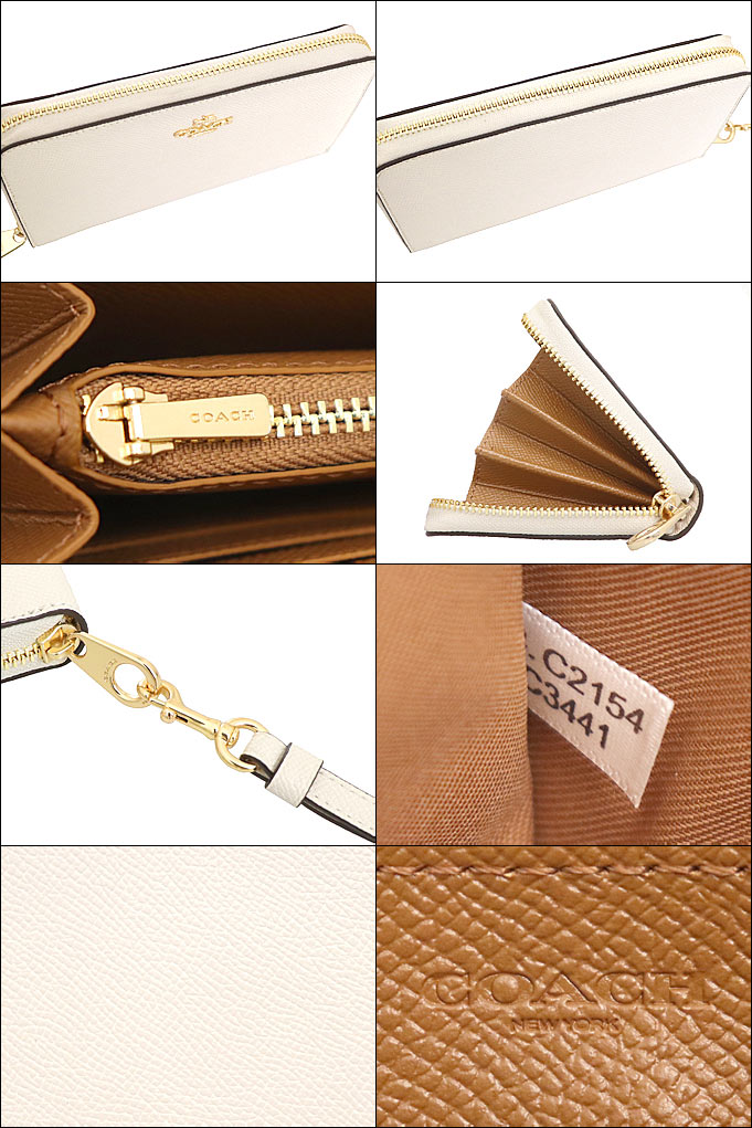 【24時間限定ポイント2％】コーチ COACH 財布 長財布 FC3441 C3441 チョーク クロスグレーン レザー ロング ジップ アラウンド  ウ アウトレット レディース