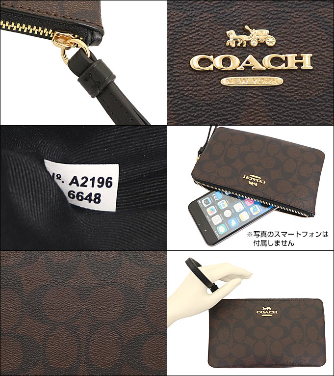 コーチ COACH 小物 ポーチ F06648 6648 ブラウン×ブラック シグネチャー PVC レザー ラージ コーナー ジップ リストレット  アウトレット レディース : co-ko210625-18 : インポートコレクションYR - 通販 - Yahoo!ショッピング