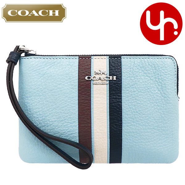 Yahoo! Yahoo!ショッピング(ヤフー ショッピング)コーチ COACH 小物 ポーチ FC4542 C4542 ウォーターフォール×ミッドナイトマルチ カラーブロック ストライプ ペプルド レザー アウトレット レディース