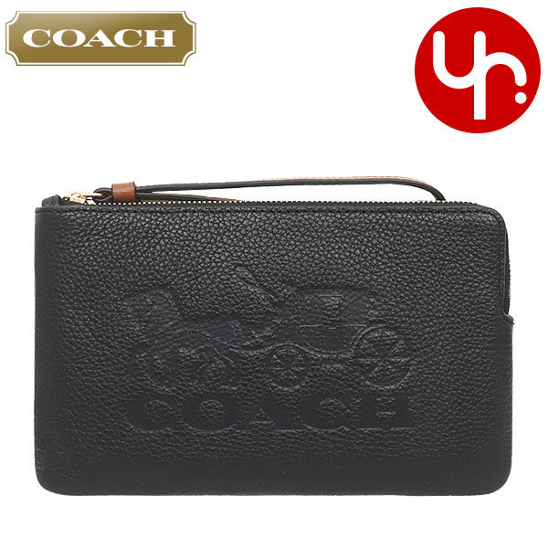 Yahoo! Yahoo!ショッピング(ヤフー ショッピング)コーチ COACH 小物 ポーチ FC4464 C4464 ブラック×レッドウッド ホース アンド キャリッジ エンボスド レザー ラージ リストレット アウトレット レディース