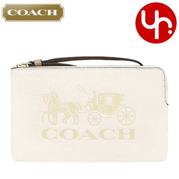 Yahoo! Yahoo!ショッピング(ヤフー ショッピング)コーチ COACH 小物 ポーチ FC4464 C4464 チョーク×バニラクリーム ホース アンド キャリッジ エンボスド レザー ラージ リストレット アウトレット レディース