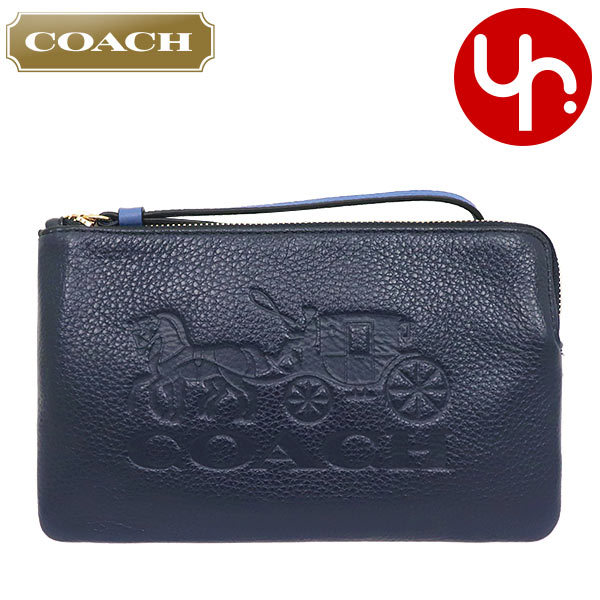 Yahoo! Yahoo!ショッピング(ヤフー ショッピング)コーチ COACH 小物 ポーチ FC4464 C4464 ミッドナイト×スカイブルー ホース アンド キャリッジ エンボスド レザー リストレット アウトレット レディース